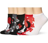 Disney Minnie Mouse 5 Pack No Show Socks Calcetín Informal, Rojo Negro Multi, 36-38 (Pack de 5) para Mujer