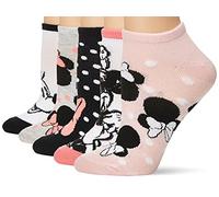 Disney Minnie Mouse 5 Pack No Show Socks Calcetín Informal, Rosa Negro Multi, 36-38 para Mujer