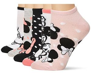 Disney Minnie Mouse 5 Pack No Show Socks Calcetín Informal, Rosa Negro Multi, 36-38 para Mujer