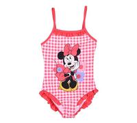 Disney Minnie Mouse Bañador para Niña, Bañador de una Pieza Gingham, Natación Infantil, Talla 6 Años | Rojo
