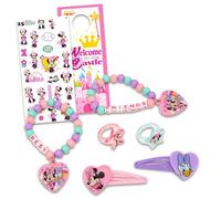 Disney Minnie Mouse BFF Accessories - Paquete con 6 accesorios para mejores amigos con clips, pulseras, anillos y calcomanías | Joyas de Minnie Mouse, Minnie Mouse Accessories for Girls, Plástico, No