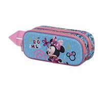 Disney Minnie Mouse Big Smile-Estuche Portatodo 3D Doble, Azul, 22 x 9.5 cm