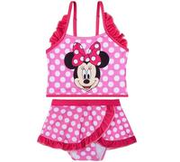 Disney Minnie Mouse Bikini Niña 2-6 Años, Conjunto Niña 2 Piezas con Falda, Tirantes Ajustables Top Niña y Braguita Bikini, Ropa de Baño para Niños (2-3 Años, Rosa/Blanco Minie)