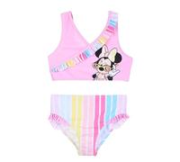 Disney Minnie Mouse Bikini para Niña, Diseño Arcoiris Bañador de Dos Piezas Verano Natación Infantil, Talla 6 Años | Rosa