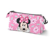 Disney Minnie Mouse Blooming-Estuche Portatodo Triple, Rosa 23 x 11 cm