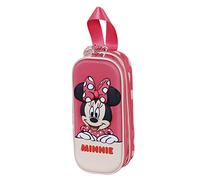 Disney Minnie Mouse Bobblehead-Estuche Portatodo 3D Doble, Rosa, 22 x 9.5 cm
