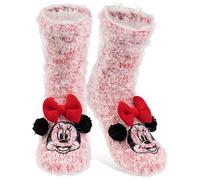 Disney Minnie Mouse - Calcetines de casa con lazo y forro de sherpa para mujer, calcetines mullidos de invierno, cálidos, talla única, color rojo, rojo, 38/43 EU