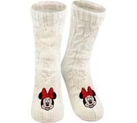 Disney Minnie Mouse - Calcetines de casa de punto para mujer, calcetines mullidos de invierno, calcetines cálidos, color blanco, Blanco, 39-42