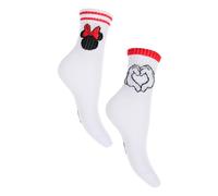 Disney Minnie Mouse - Calcetines de tenis para niña (2 pares), Blanco, 27-30