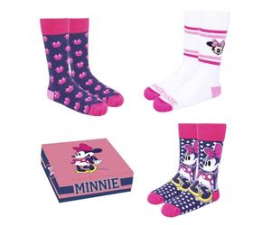Disney Minnie Mouse Calcetines, Diseño Clasico Minnie, Pack de 3 Calcetines para Adultos y Adolescentes, Calcetines Mujer, Talla EU 36-41