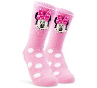 Disney Minnie Mouse Calcetines Pantuflas Mujer Adolescente 35-41, Vellón Esponjoso Calcetines Antideslizante 3D Personaje (Rosa Minnie Mouse)