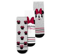 Disney Minnie Mouse Calcetines para mujer - Zapatillas Mujer Medias Gris/Blanco (paquete de 3), gris/blanco, 39-42