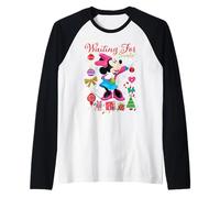 Disney Minnie Mouse Christmas Waiting for Santa Holiday Camiseta Manga Raglan