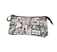 Disney Minnie Mouse Drawing-Estuche Portatodo Triple FAN, Gris, 23 x 11 cm