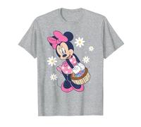 Disney Minnie Mouse Easter Basket Cute Floral Big Chest Logo Camiseta, Hombre, Gris Jaspeado, 5XL