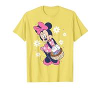Disney Minnie Mouse Easter Basket Cute Floral Big Chest Logo Camiseta, Hombre, Limón, L