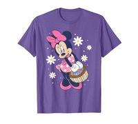 Disney Minnie Mouse Easter Basket Cute Floral Big Chest Logo Camiseta, Hombre, Morado Jaspeado, L