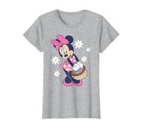 Disney Minnie Mouse Easter Basket Cute Floral Big Chest Logo Camiseta, Mujer, Gris Jaspeado, 3XL
