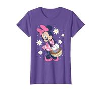 Disney Minnie Mouse Easter Basket Cute Floral Big Chest Logo Camiseta, Mujer, Morado Jaspeado, M