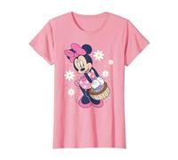 Disney Minnie Mouse Easter Basket Cute Floral Big Chest Logo Camiseta, Mujer, Rosado, S