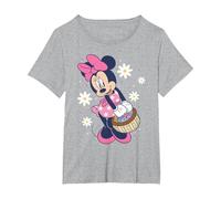 Disney Minnie Mouse Easter Basket Cute Floral Big Chest Logo Camiseta, Mujer tallas grandes, Gris Jaspeado, 1XL Grande