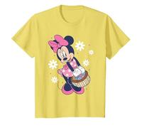 Disney Minnie Mouse Easter Basket Cute Floral Big Chest Logo Camiseta, Niños, Limón, 3 años