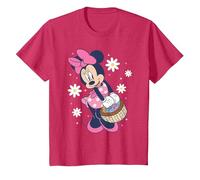 Disney Minnie Mouse Easter Basket Cute Floral Big Chest Logo Camiseta, Niños, Rojo Jaspeado, 10 años