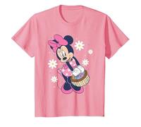 Disney Minnie Mouse Easter Basket Cute Floral Big Chest Logo Camiseta, Niños, Rosado, 4 años