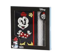Disney Minnie Mouse Face-Caja Regalo con Diario y Bolígrafo Fashion, Negro, 22,4 x 23,2 cm