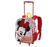 Disney Minnie Mouse Flowered-Mochila 3D con Ruedas Pequeña, Rojo, 26 x 34 cm, Capacidad 7 L