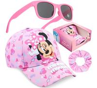 Disney Minnie Mouse Gorra Niña con Gafas de Sol UV400 y Coletero Set, Gorra Infantil y Gafas Sol Niña, Accesorios de Verano, Regalos Niñas (Rosa Minnie)