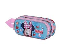 Disney Minnie Mouse Happiness-Estuche Portatodo 3D Doble, Azul, 22 x 10 cm