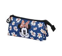 Disney Minnie Mouse Happy Field-Estuche Portatodo Triple ECO, Azul Oscuro, 23 x 11 cm