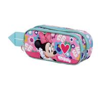 Disney Minnie Mouse Heart-Estuche Portatodo 3D Doble, Rosa, 22 x 9.5 cm