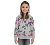 Disney Minnie Mouse Hoodie - Sudadera con capucha para niña, color gris y rosa, gris/rosa, 110 cm-116 cm