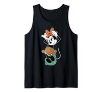 Disney Minnie Mouse in Orange & Green Color Trend Bow Pose Camiseta sin Mangas
