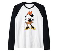 Disney Minnie Mouse in Orange & Green Color Trend Wink Pose Camiseta Manga Raglan