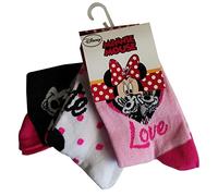 Disney Minnie Mouse - Juego de 3 calcetines para niños, niñas y niños, Pink Pink White, 30