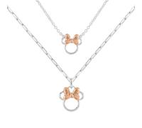 Disney Minnie Mouse - Juego de Collar para Madre e Hija, Talla única, Latón, con Piedras Preciosas