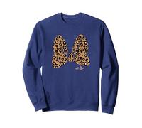 Disney Minnie Mouse Large Animal Print Bow Sudadera, Unisex para adultos, Azul Marino, S