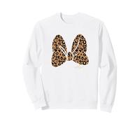 Disney Minnie Mouse Large Animal Print Bow Sudadera, Unisex para adultos, Blanco, XL