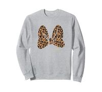 Disney Minnie Mouse Large Animal Print Bow Sudadera, Unisex para adultos, Gris Jaspeado, XXL