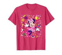 Disney Minnie Mouse Let's Party Polka Dot Minnie Icons Camiseta, Hombre, Rojo Jaspeado, L