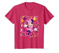 Disney Minnie Mouse Let's Party Polka Dot Minnie Icons Camiseta, Niños, Rojo Jaspeado, 4 años