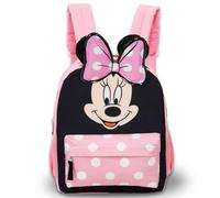 Disney Minnie Mouse Mini mochila para niños ~ Deluxe 12 pulgadas Minnie Face Bag con orejas 3D y lazo (paquete de suministros escolares de Minnie Mouse)