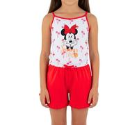 Disney Minnie Mouse Mono Corto para Niña, Pijama Algodón Suave, Summer Time' Conjunto 1 Pieza de Verano Ratoncita Minnie, Talla 3 Años - Rojo
