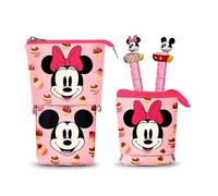 Disney Minnie Mouse Muffin-Estuche Portatodo Cute + 2 Bolígrafos de Gel Borrables, Rosa, 11,5 x 17 cm