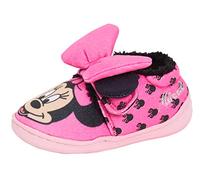 Disney Minnie Mouse - Pantuflas para niña con lazo 3D de forro polar y forro polar