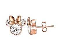 Disney Minnie Mouse - Pendientes de Tuerca con Circonita Cúbica y Esmalte Rojo (Minnie Oro Rosa)