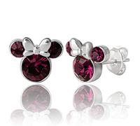 Disney Minnie Mouse - Pendientes de tuerca para mujer y niña, chapados en plata, diseño de Minnie Mouse (más colores disponibles)